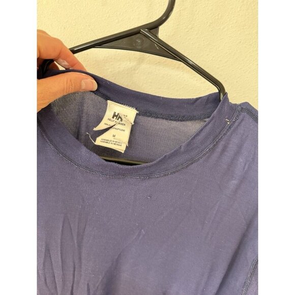 Helly Hansen Base Layer Shirt Medium Blue Long Sleeve Crew Neck Outdoors Hiking - Picture 3 of 6